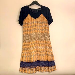 Sanctuary short sleeve dress navy sea multi and orange size small
